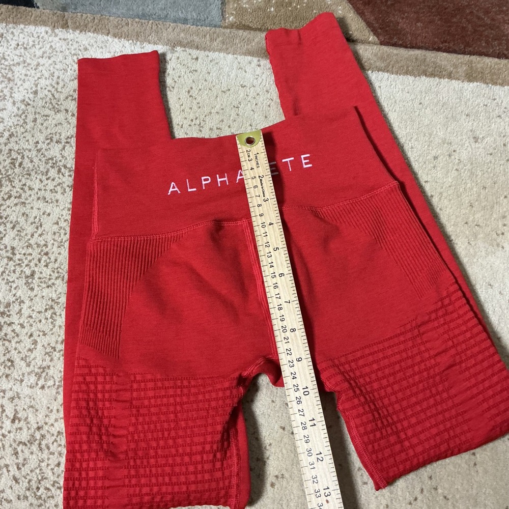 Alphalete High Waisted Seamless Leggings Women S Red Workout Yoga Gym Activewear - Picture 2 of 6